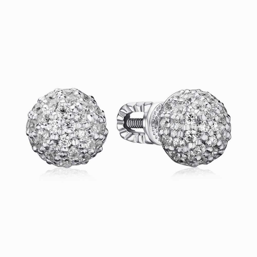 Срібні сережки-пусети з фіанітами с40003