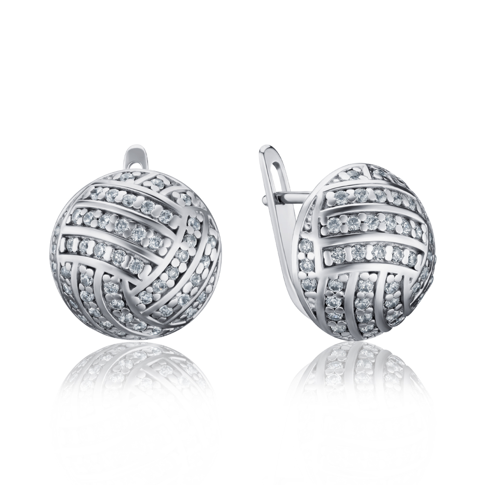 Срібні сережки з фіанітами с40050