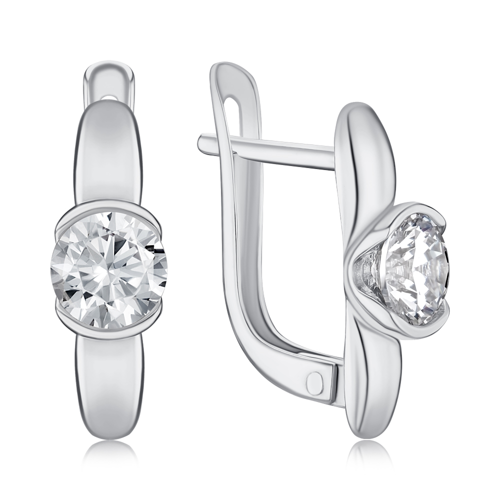 Срібні сережки з фіанітом с40058