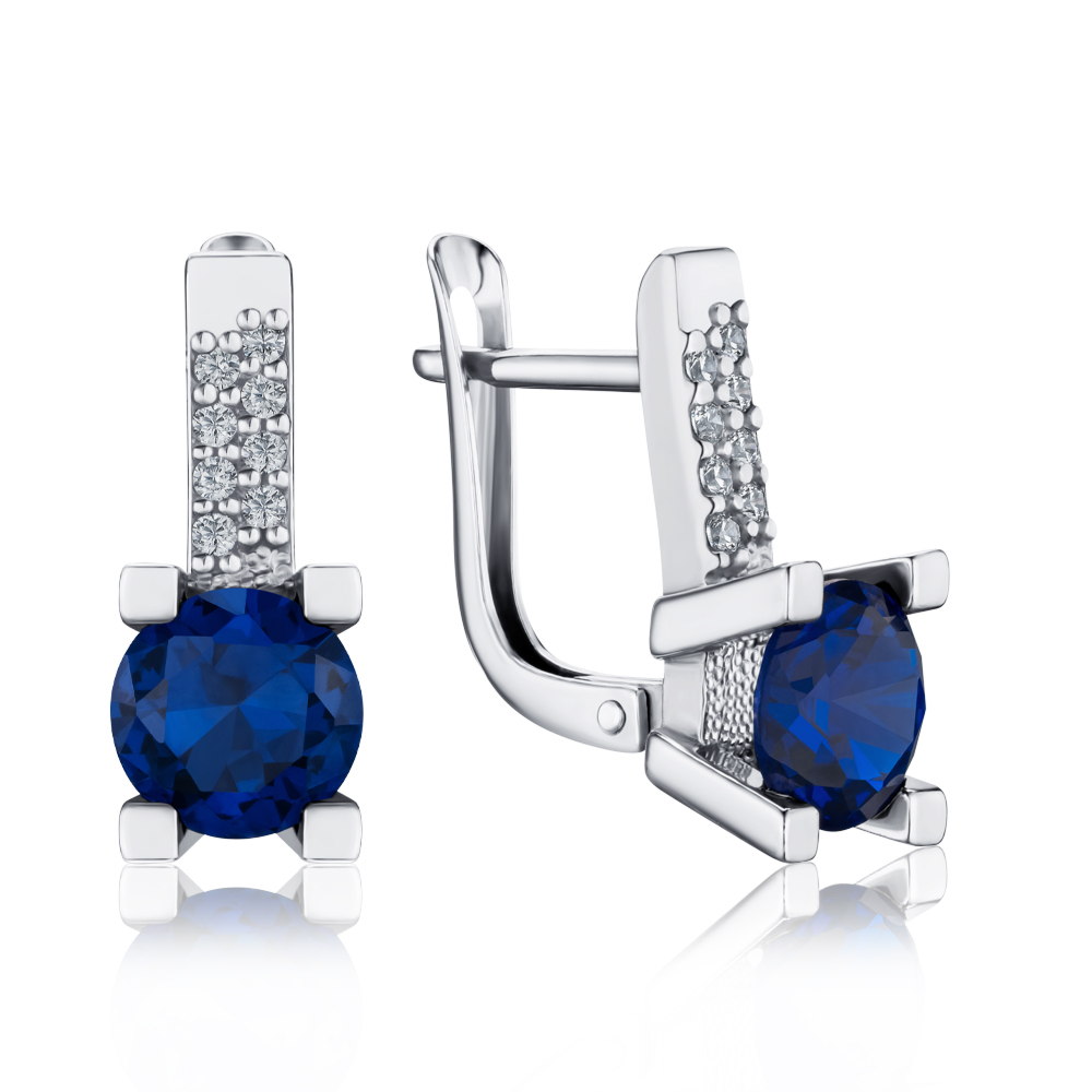 Срібні сережки з фіанітами с40076/с