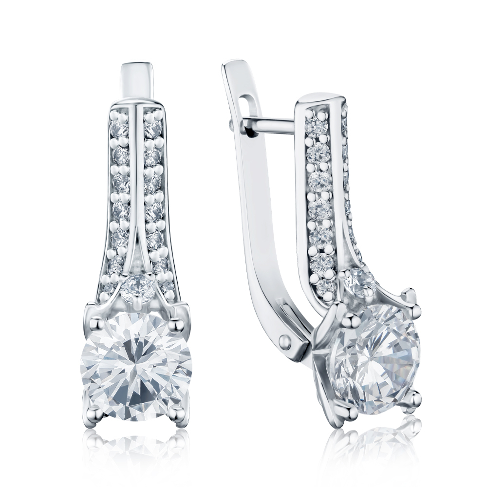 Срібні сережки з фіанітами с40077