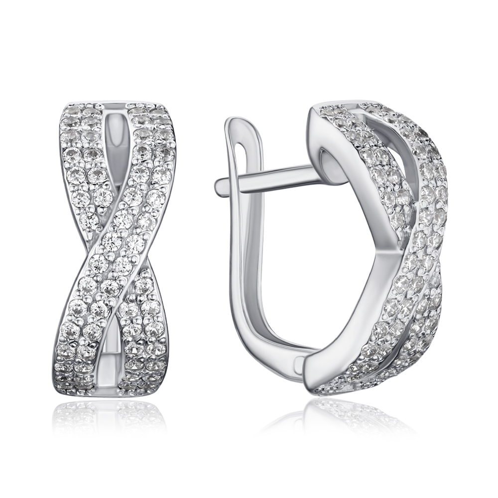 Серебряные серьги с фианитами с40082