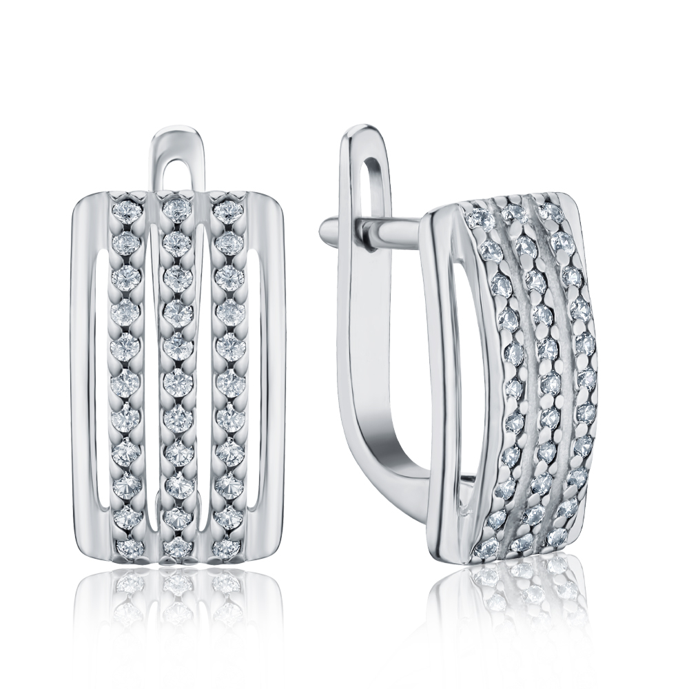 Серебряные серьги с фианитами с40098