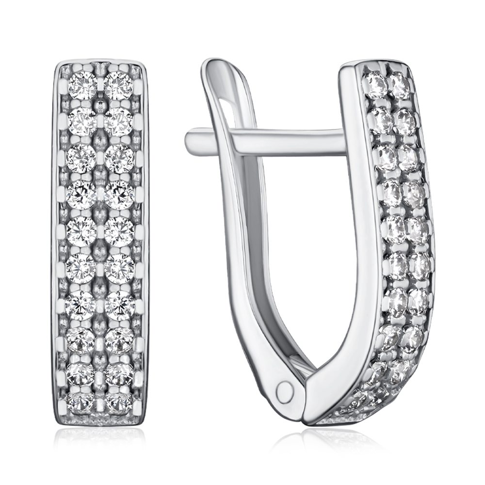 Серебряные серьги с фианитами с40126