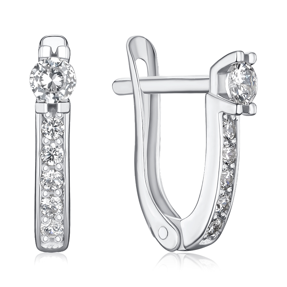 Серебряные серьги с фианитами с40137