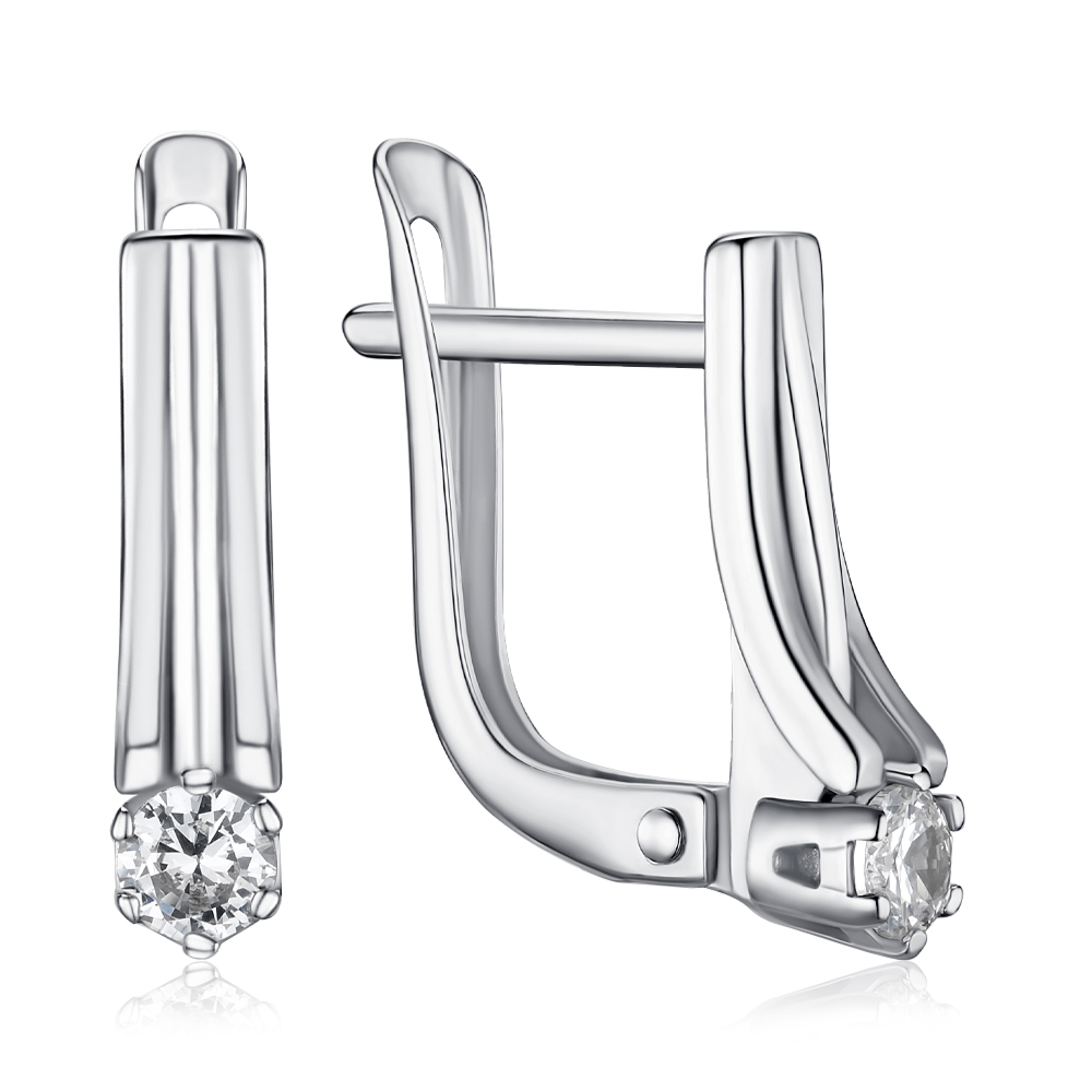 Серебряные серьги с фианитом с40185