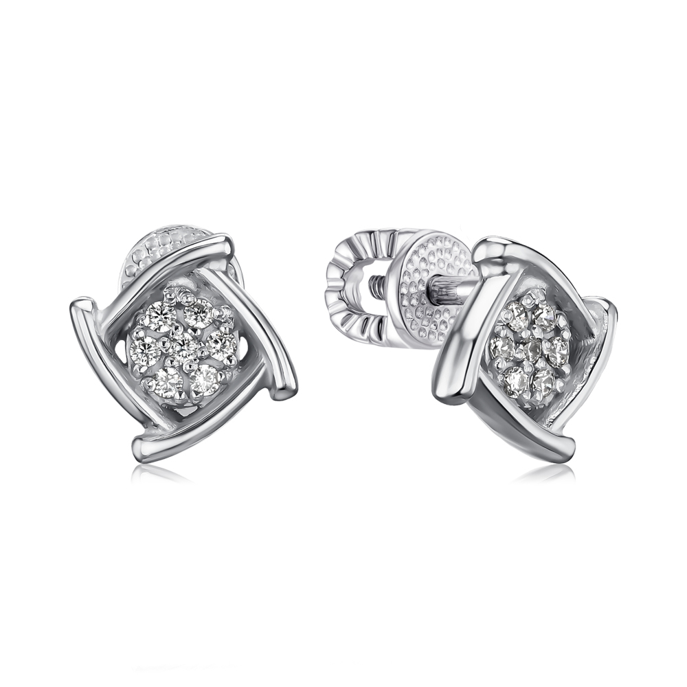 Срібні сережки з фіанітами с40190