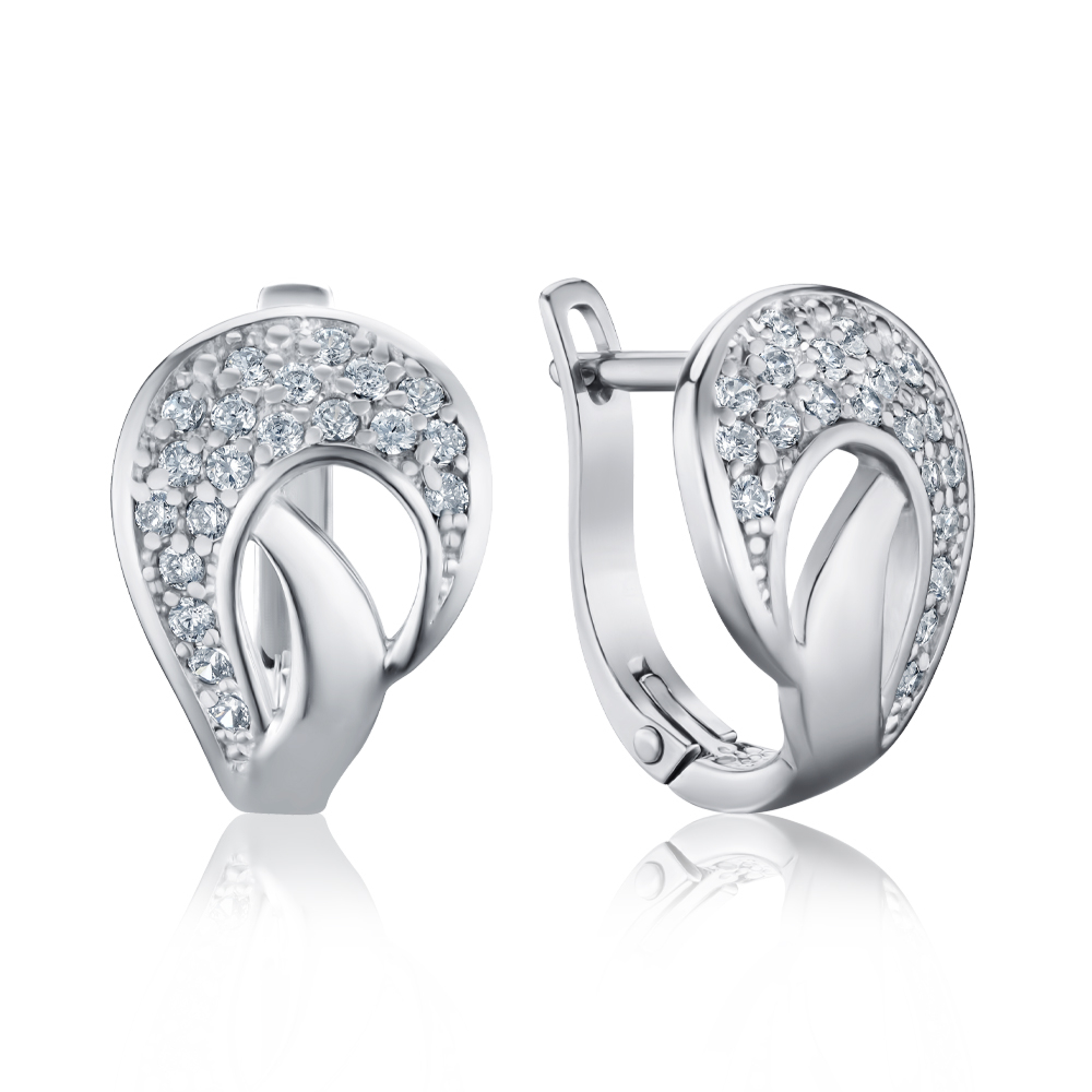 Срібні сережки з фіанітами с40215