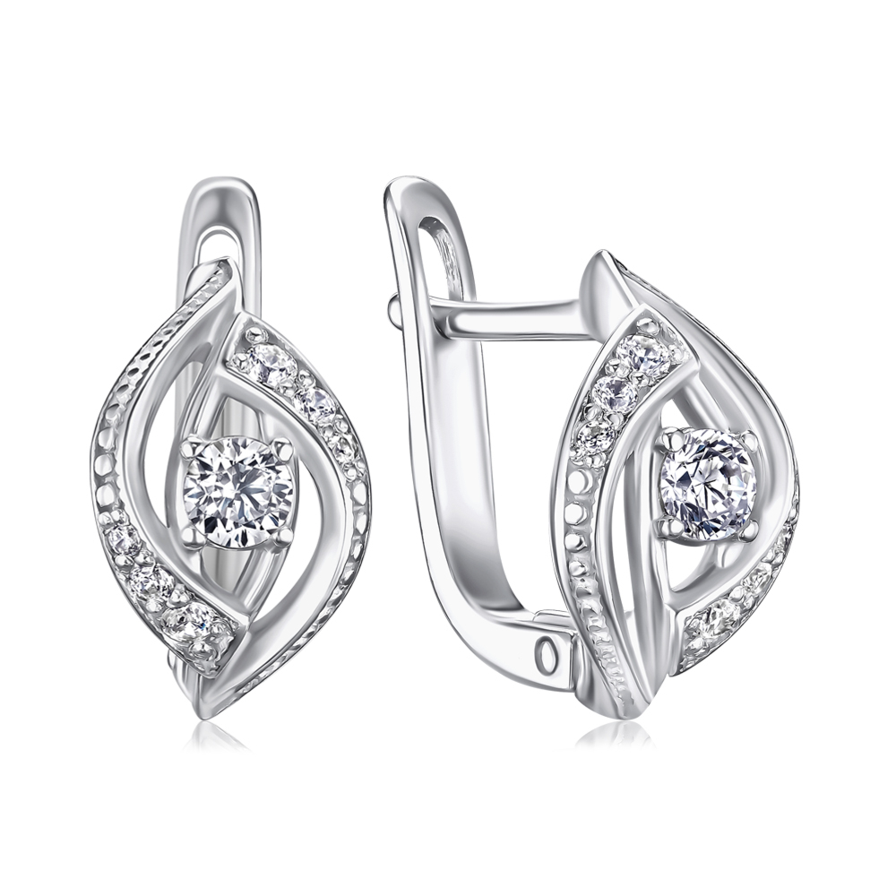 Срібні сережки з фіанітами с40238