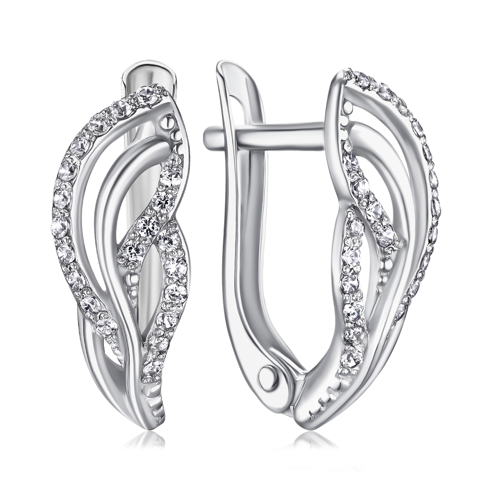 Срібні сережки з фіанітами с40254