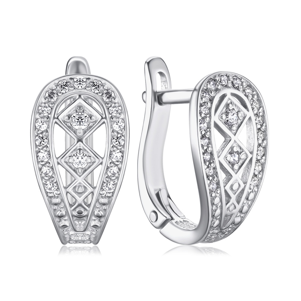 Срібні сережки з фіанітами с40273