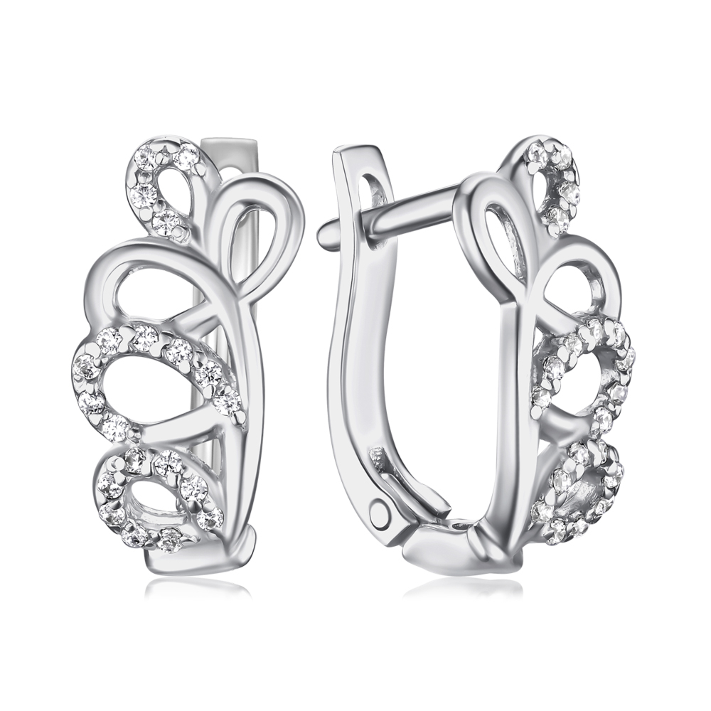 Срібні сережки з фіанітами с40284