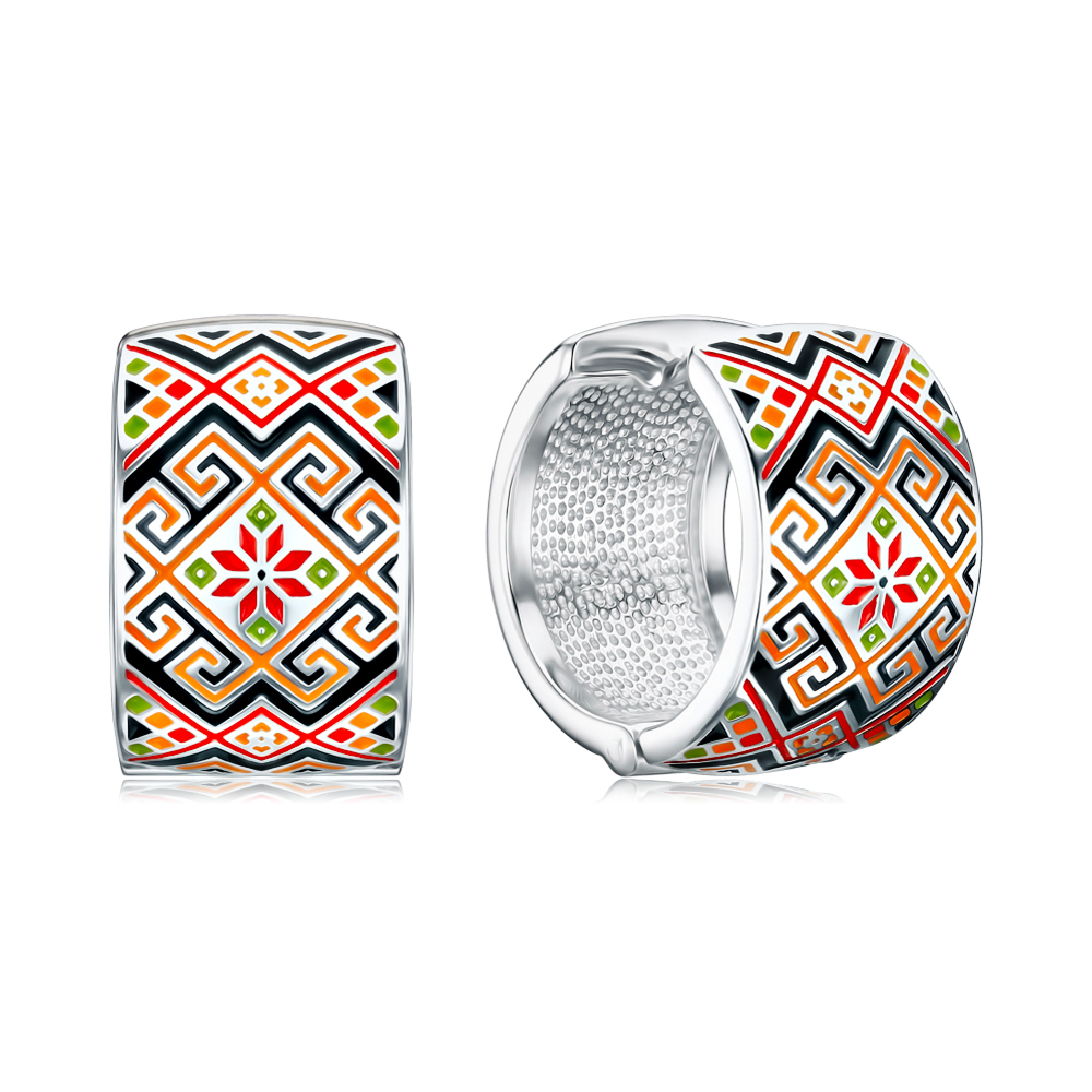 Серебряные серьги-конго с эмалью 40401/12/1/828