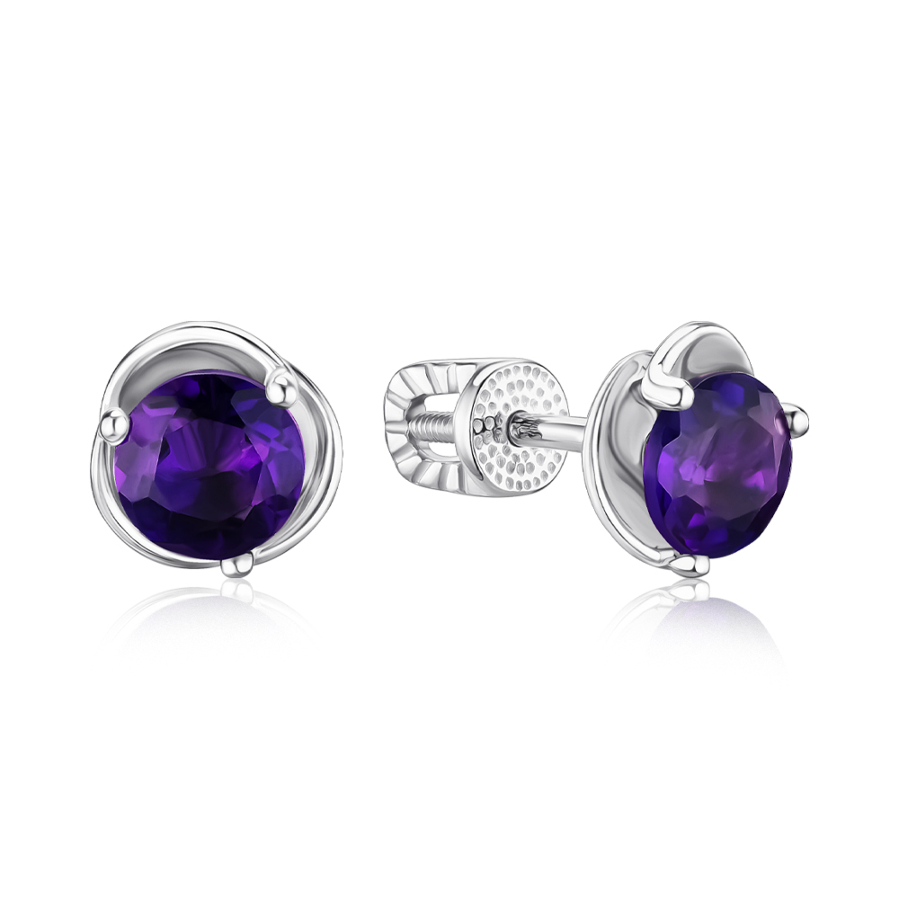 Срібні сережки з аметистом 40439/12/1/5758