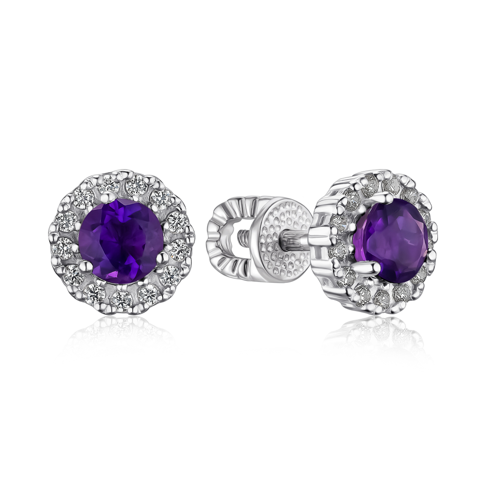 Срібні сережки з аметистом 40443/12/1/6325