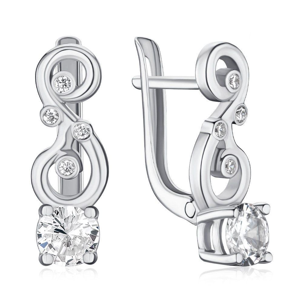 Срібні сережки з фіанітом 40522/12/1/16