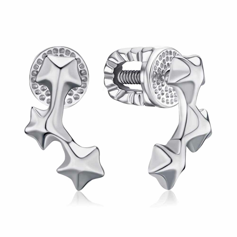 Срібні сережки-пусети "Зірочки" без вставки 40556/12/1