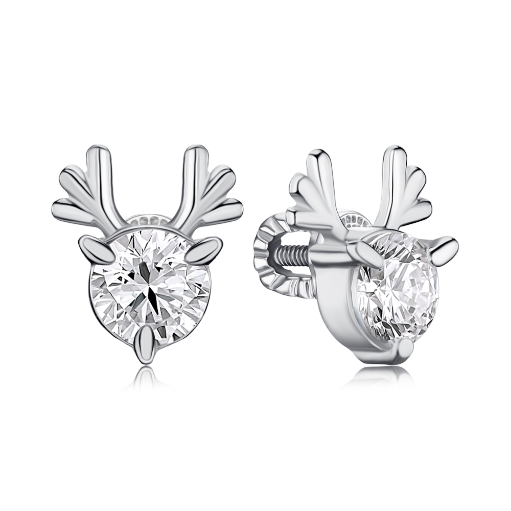 Серебряные серьги-пуссеты с фианитом 40747/12/1/22