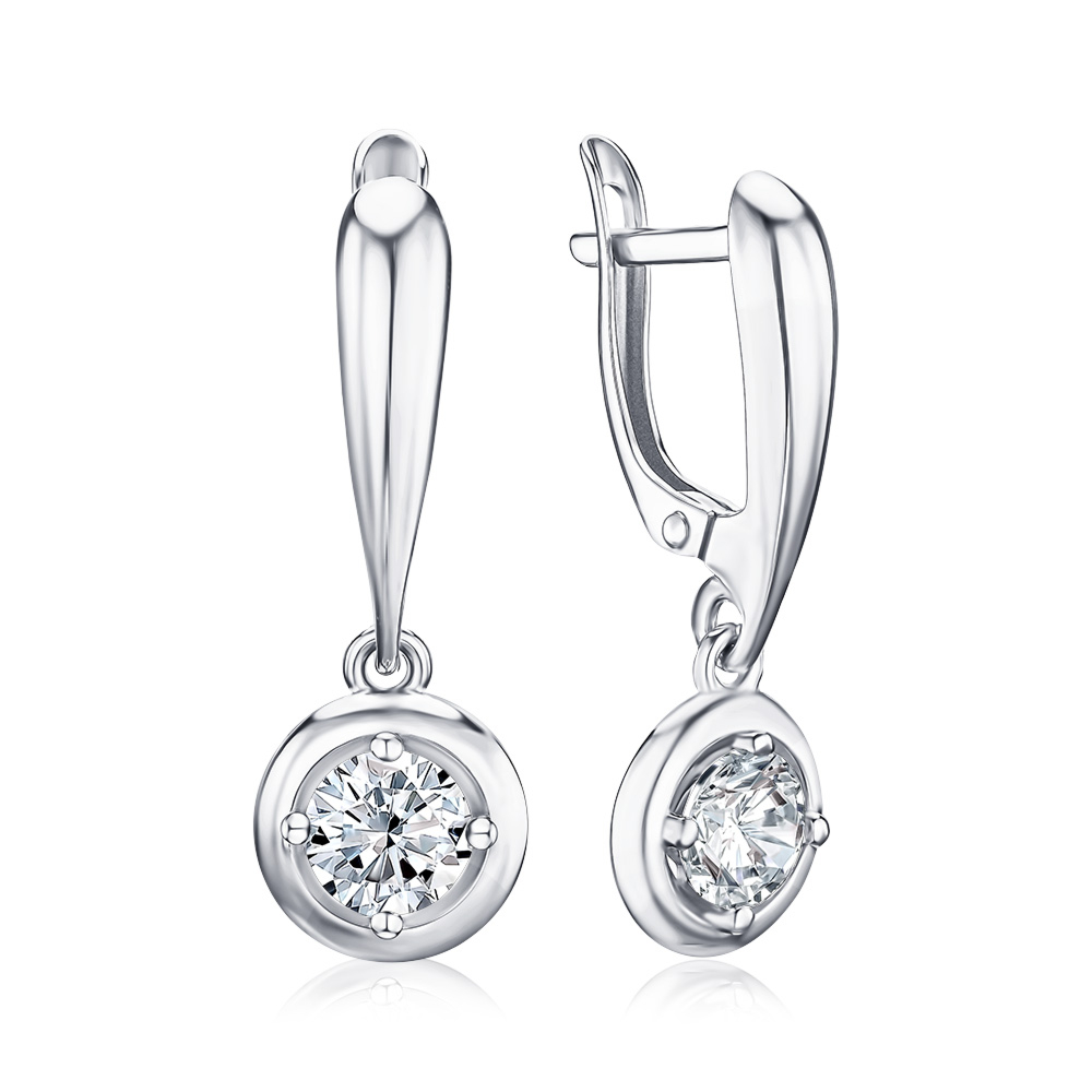 Срібні сережки з фіанітом Tesori 40911/12/1/4024