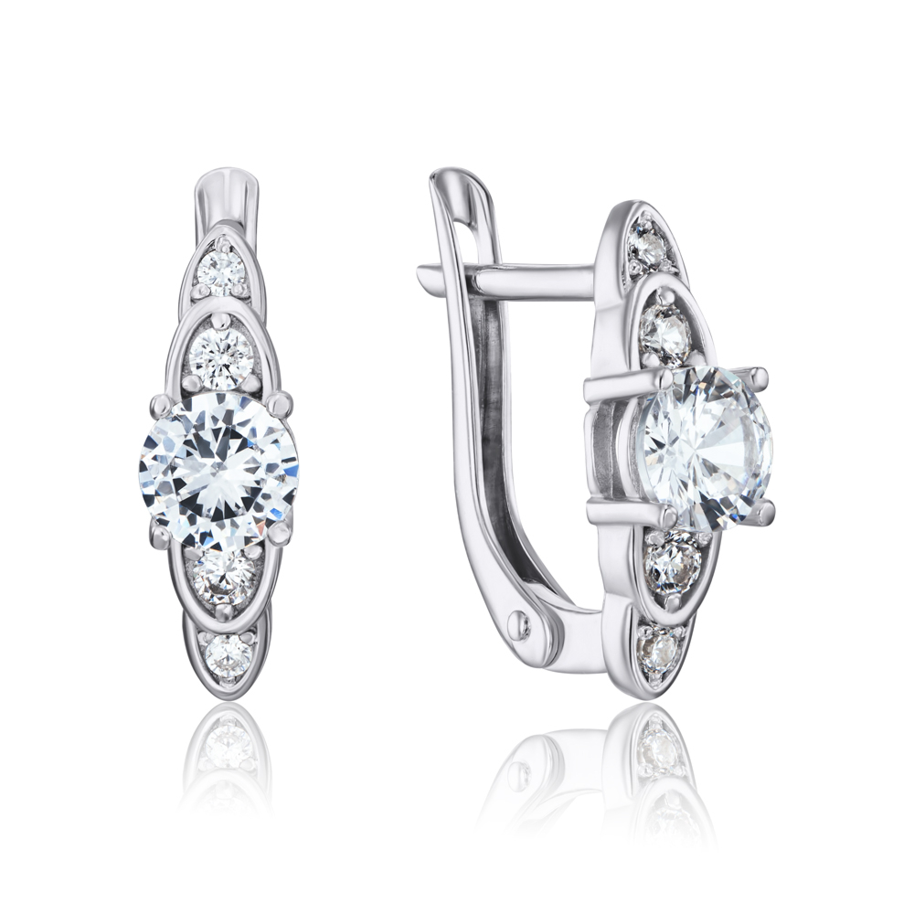 Срібні сережки з фіанітами 41070/12/1/124