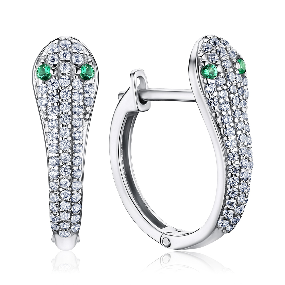 Серебряные серьги с фианитами. Артикул 41197/12/1/4044