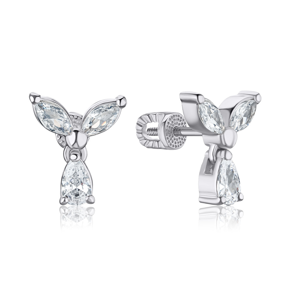 Срібні сережки-пусети з фіанітами 41206/12/1/4129