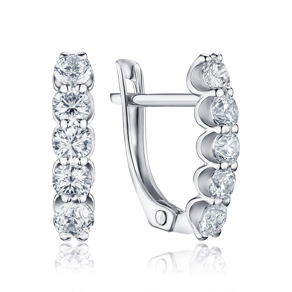 Срібні сережки з фіанітами Tesori  41438/12/1/4189