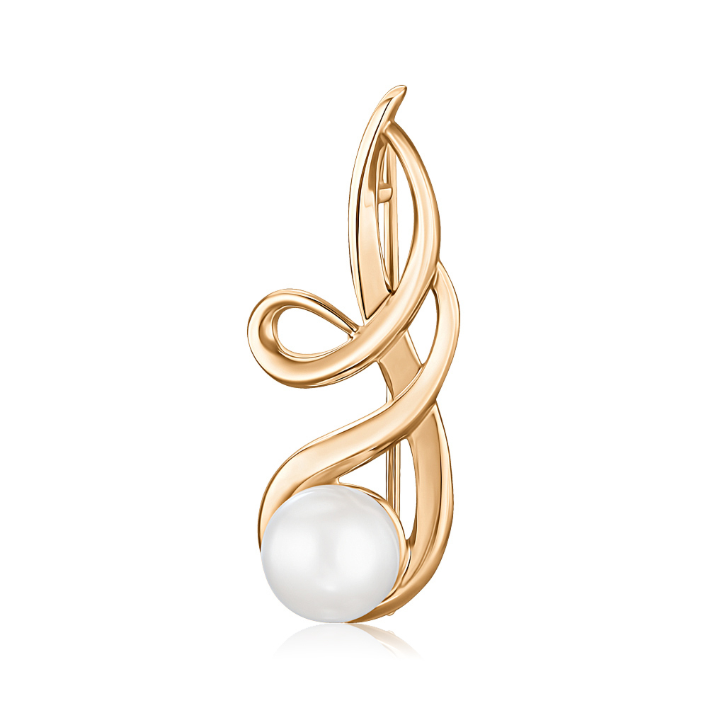 Золота брошка-булавка з перлиною 4172/01/0/2503
