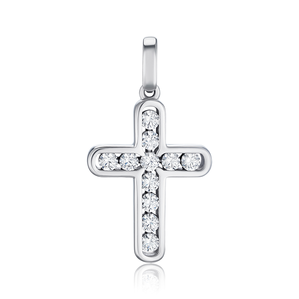 Серебряный крестик с фианитами 500881-КрРл.к