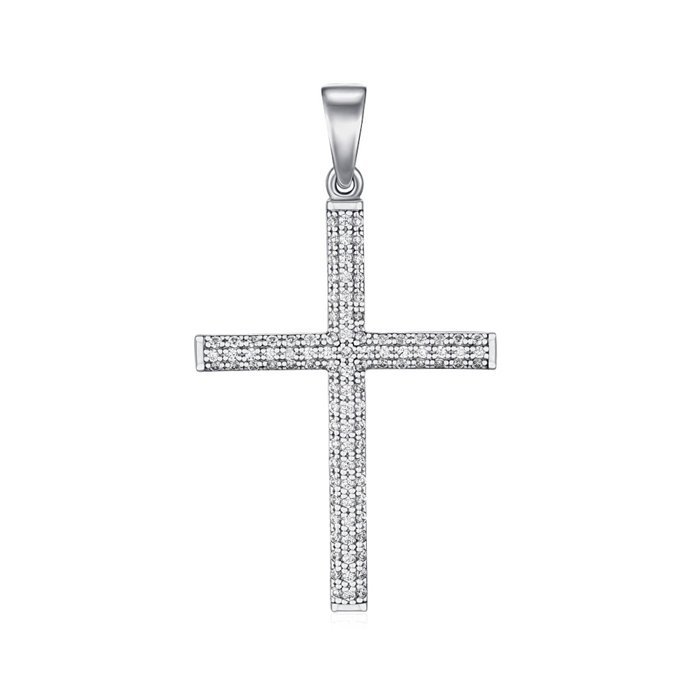 Срібний хрестик з фіанітами 500923-КрРл.к