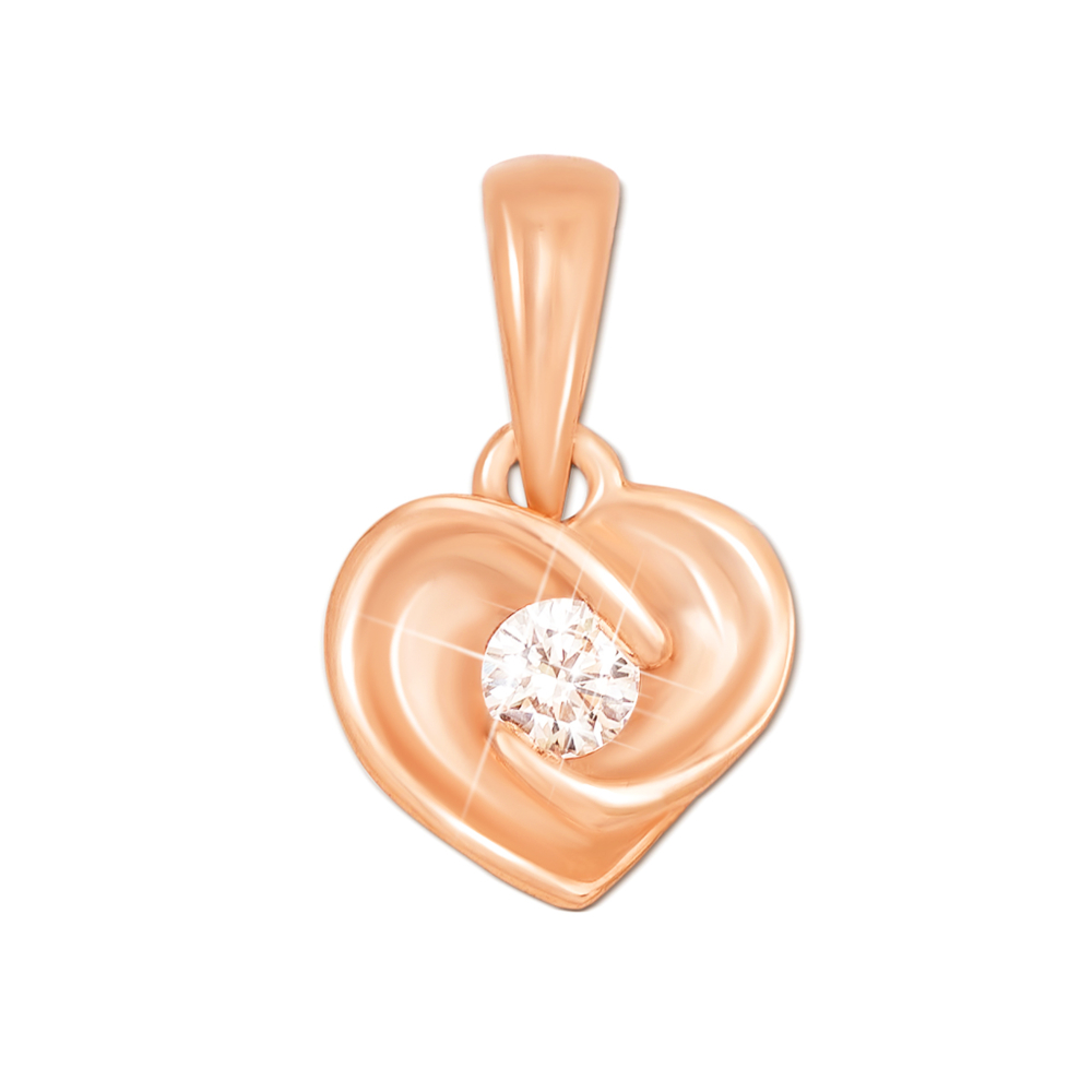 Золотая подвеска «Сердце» с бриллиантом. Артикул 50985/2.5