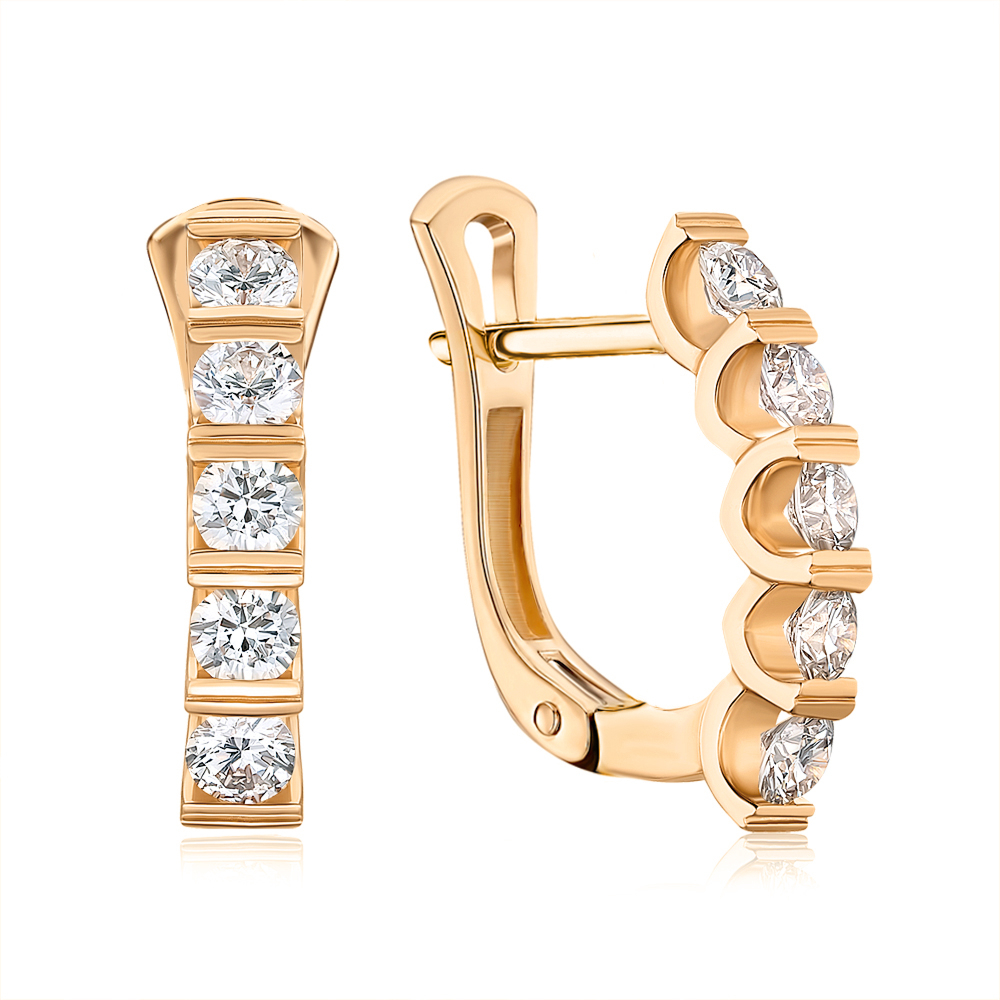 Золотые серьги с экобриллиантами 520170-L/01/0/11901