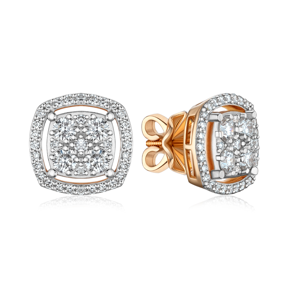 Золотые серьги-пуссеты с бриллиантами 520171/01/1/8233