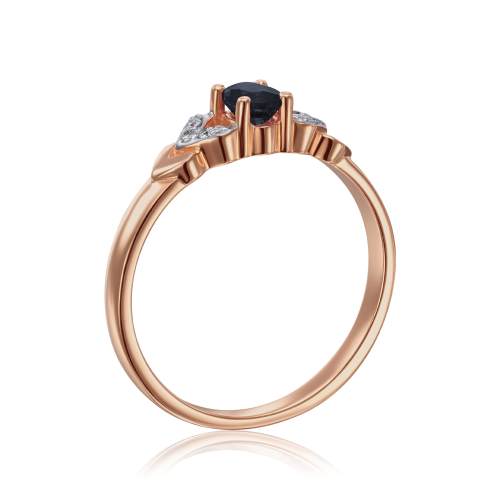 Золотое кольцо с бриллиантами и сапфиром. Артикул 52608/1сап