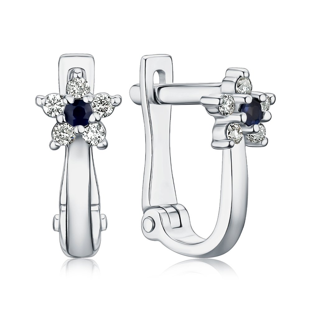 Золотые серьги с сапфиром и бриллиантами 52769/02/1/10325