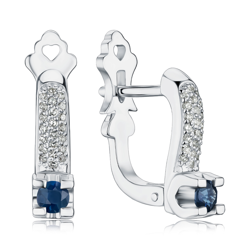 Золоті сережки з сапфіром та діамантами 52843/02/1/8062