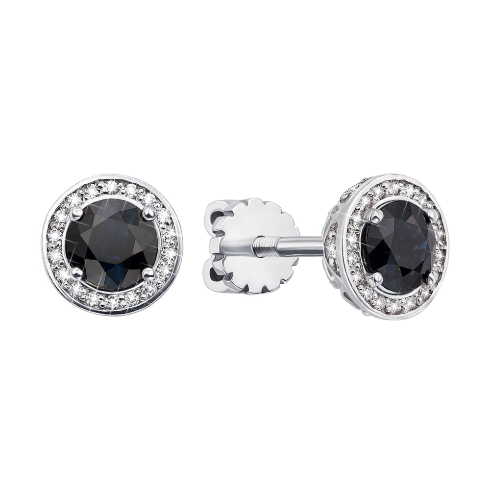 Золоті пусети з сапфірами і діамантами 52869/02/1/8139