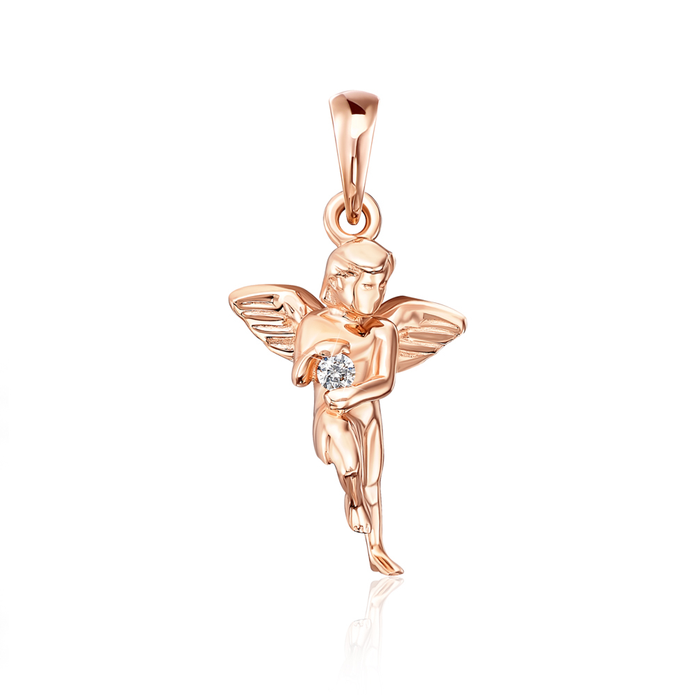 Золотая подвеска «Ангел» с бриллиантом. Артикул 52953/1.75