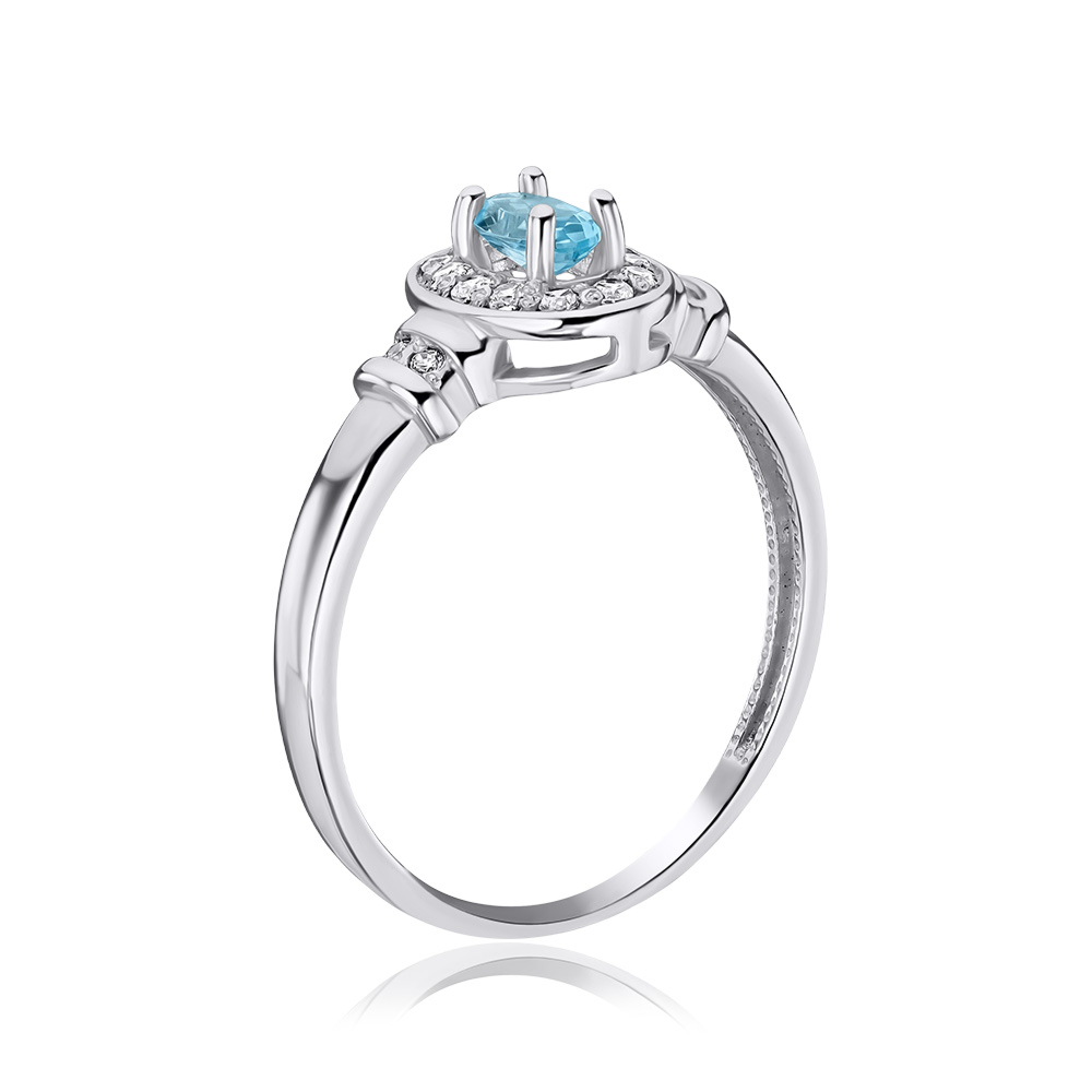 Серебряное кольцо с топазом и фианитами 530011/12/1/5221