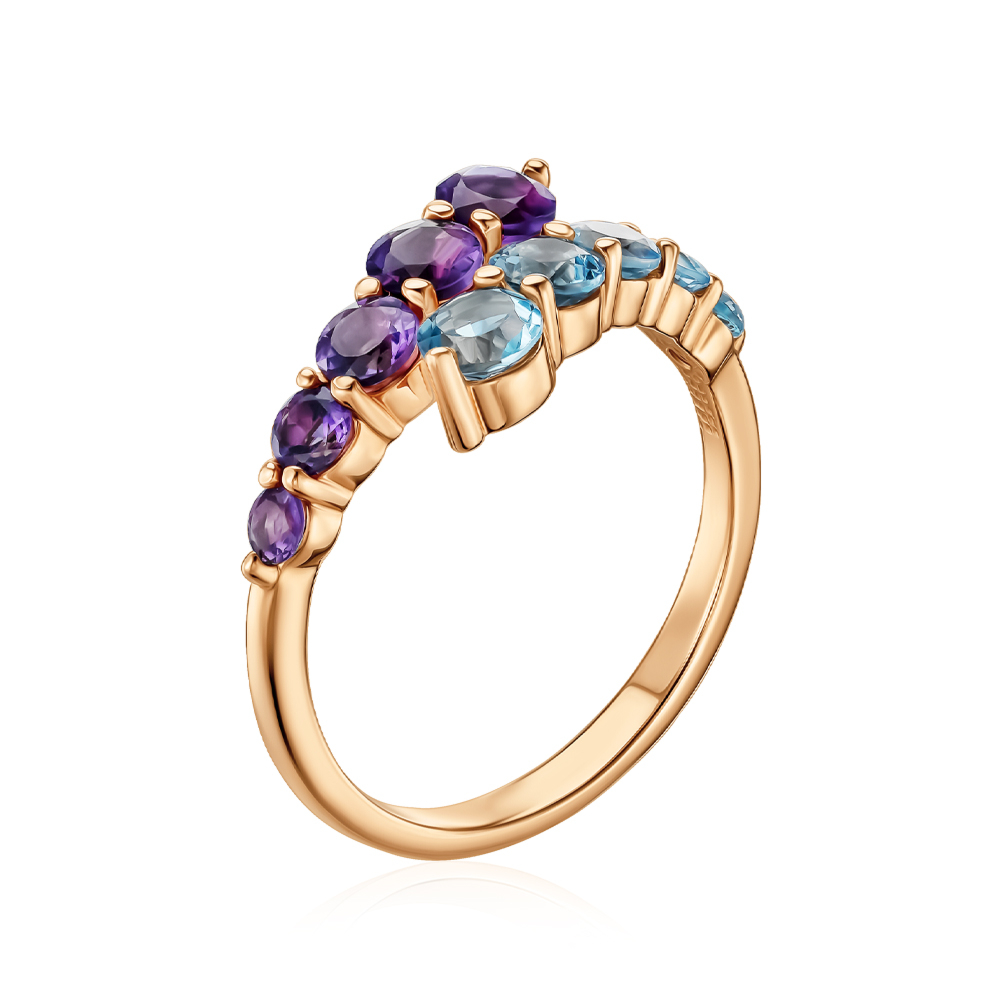 Золотое кольцо с аметистом и топазом 530255/01/0/7923