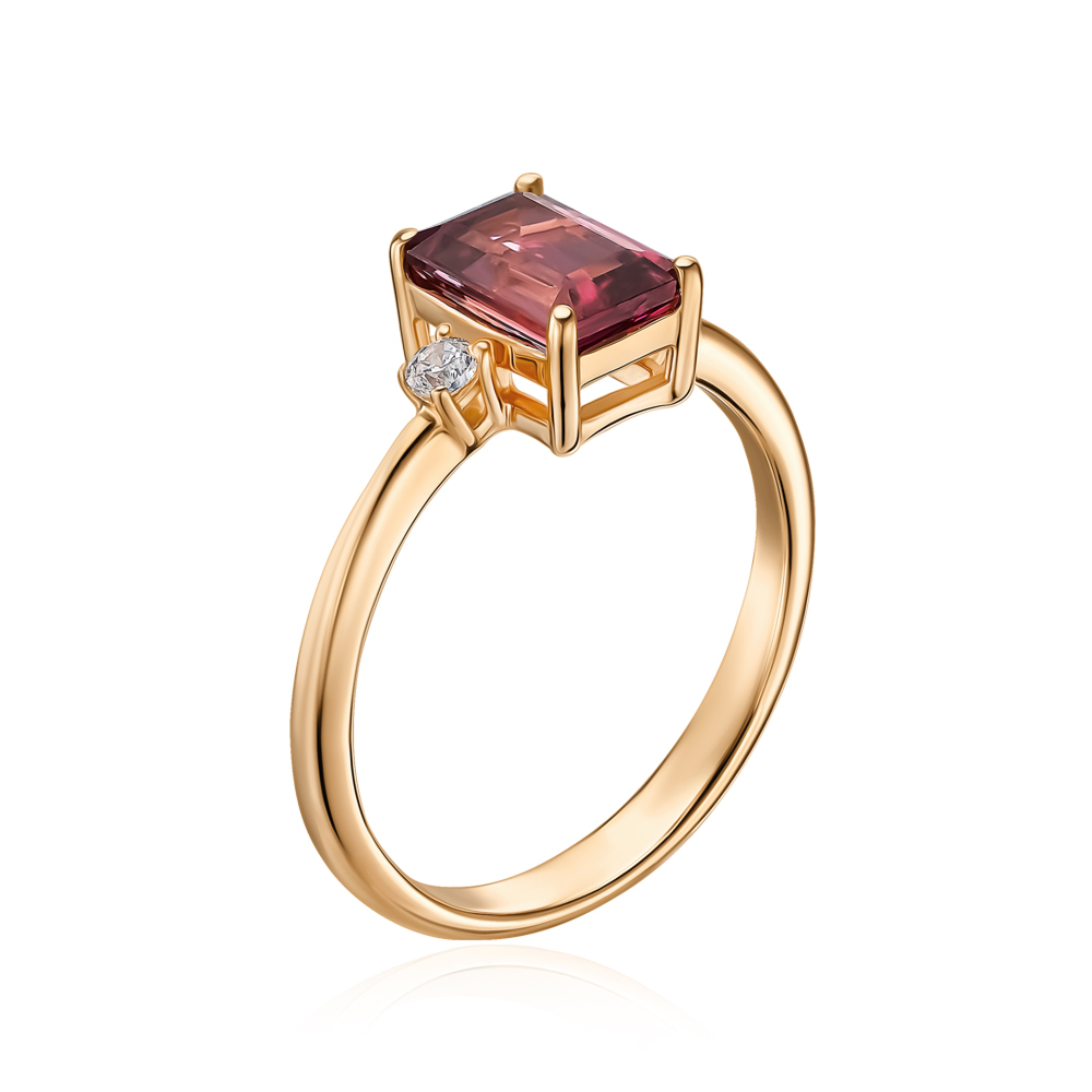 Золота каблучка з турмаліном та фіанітами 530273/01/0/7787