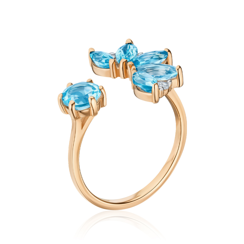 Золотое кольцо с топазами и фианитами 530294/01/1/7556