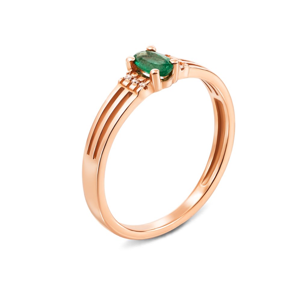 Золотое кольцо с изумрудом и бриллиантами. Артикул 53037/0.8S см