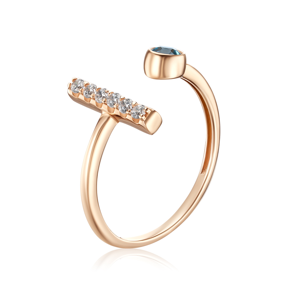 Золота каблучка з топазом та фіанітами 530459/01/0/7813