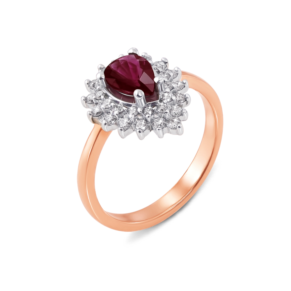Золотое кольцо с рубином и бриллиантами. Артикул 53049/1.5руб