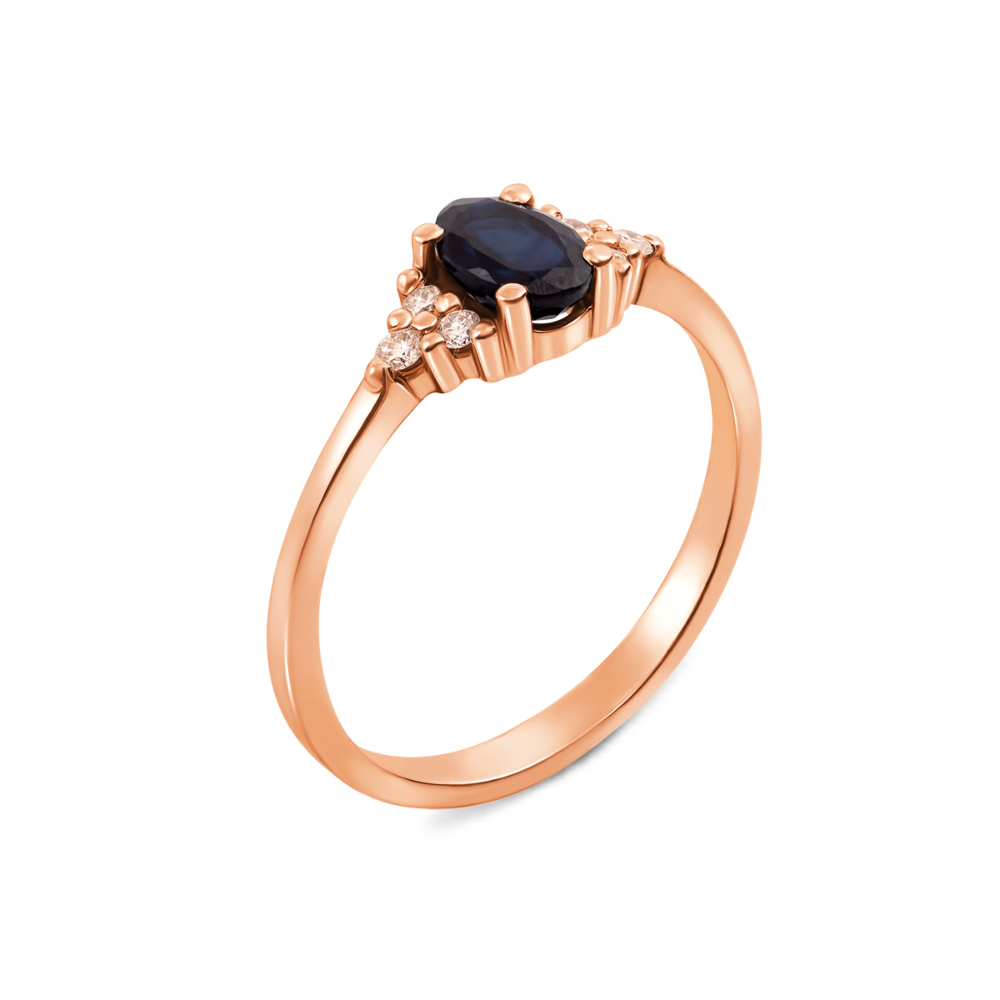 Золотое кольцо с сапфиром и бриллиантами. Артикул 53104/1.5 сап