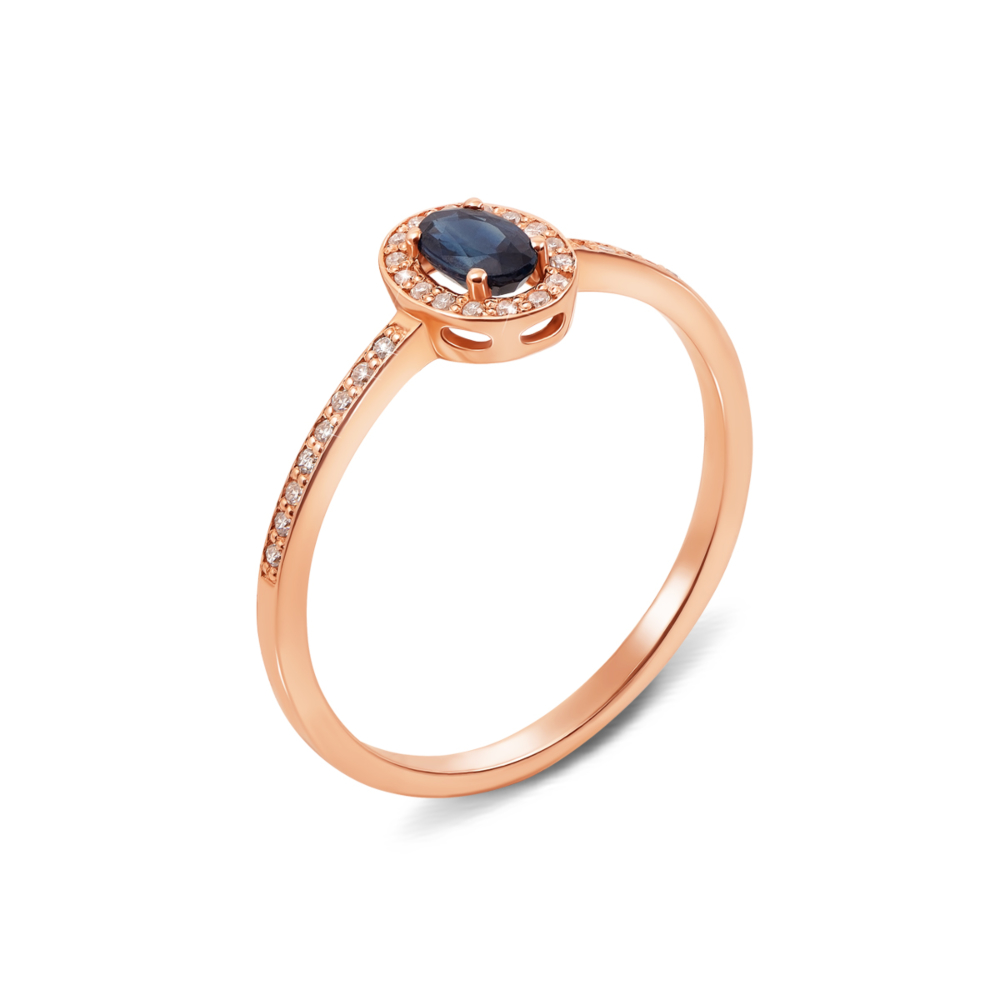 Золотое кольцо с сапфиром и бриллиантами. Артикул 53193/0.8Sсап