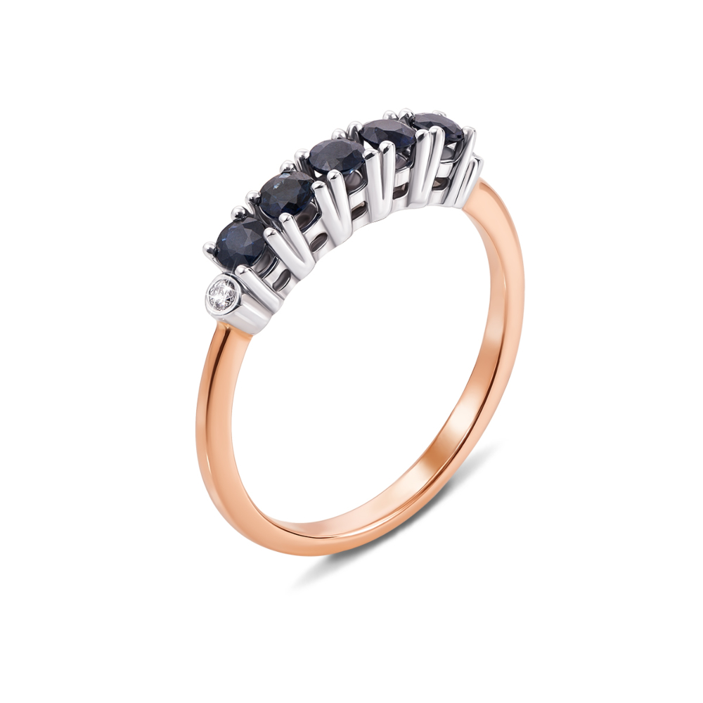 Золотое кольцо с сапфирами и бриллиантами. Артикул 53310/1.5сап