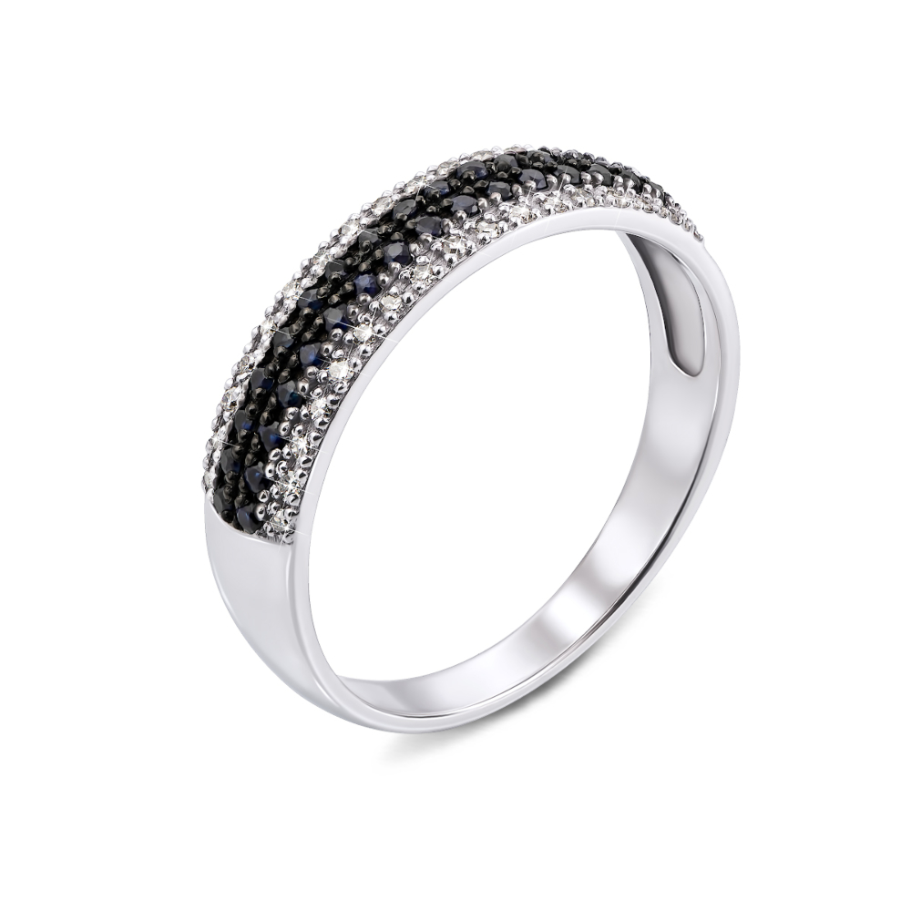 Золотое кольцо с сапфирами и бриллиантами. Артикул 53317/0.8Sб сап