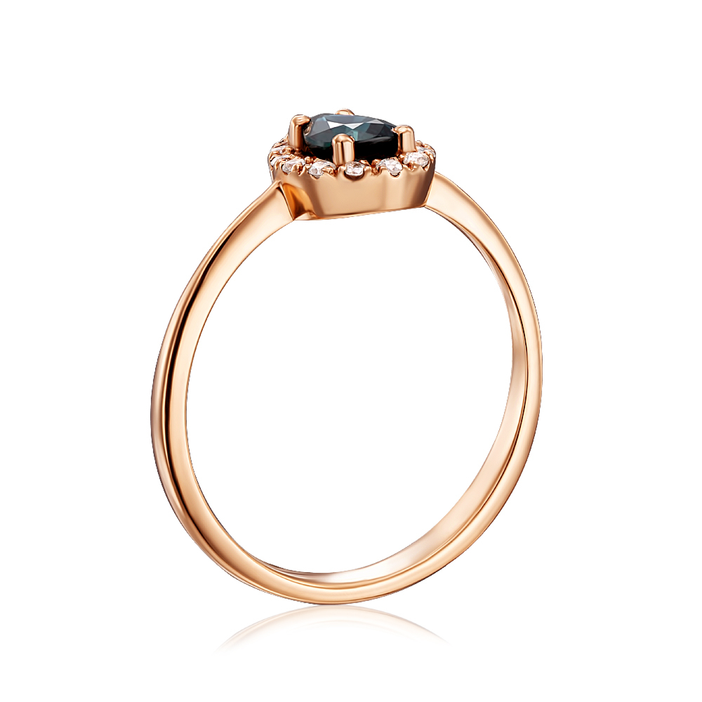 Золотое кольцо с сапфиром и бриллиантами. Артикул 53334/1сап